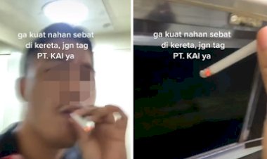 Viral, Penumpang Merokok di Toilet Kereta Api