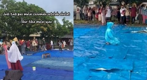 Salat Ied Diguyur Hujan Lebat, Hanya Satu Jamaah yang Bertahan