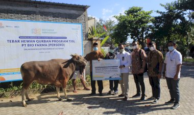 Warga Lombok Terima Kurban Sapi Bio Farma
