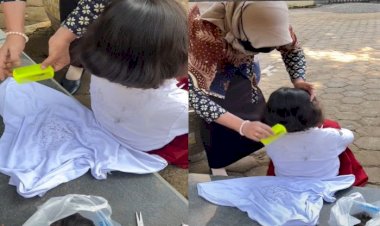 Viral, Guru Bantu Bersihkan Kutu di Rambut Murid