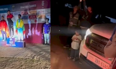 Penerangan Podium SEA Games Kamboja Hanya Pakai Lampu Mobil