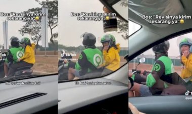 Viral, Video Wanita Buka Laptop Saat Naik Ojol