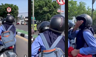 Masker Wanita Saat Naik Motor Ini Bikin Warganet Ngakak