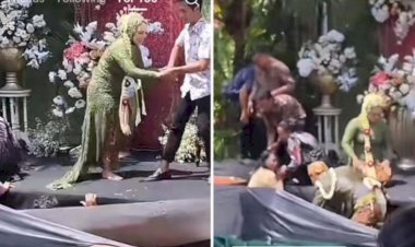 Viral, Panggung Roboh Saat Pesta Pernikahan