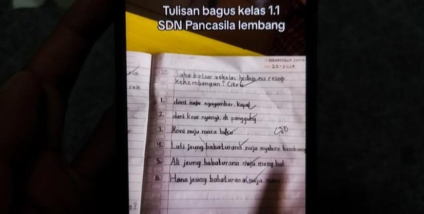 Tulisan Tangan Bocah SD Lembang Bikin Heboh