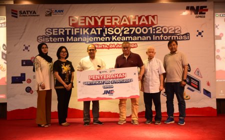 JNE Raih Sertifikasi ISO 27001:2022 untuk Sistem Manajemen Keamanan Informasi