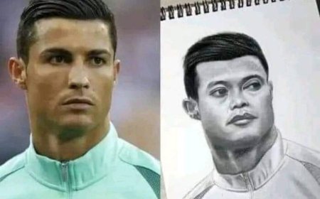 Viral Lukisan Tangan Sketsa Wajah Ronaldo