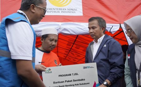 PLN Salurkan Bantuan Untuk Korban Banjir di Sukabumi