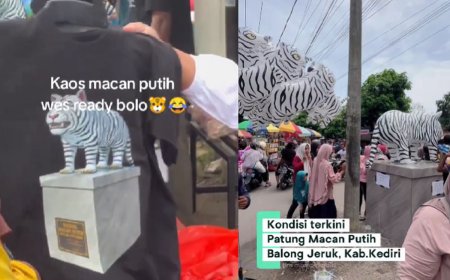 Dari Bahan Guyonan Jadi Kebanggaan, Patung Macan Putih Viral Ini Resmi Jadi Ikon Baru Kediri