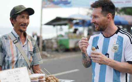 Viral Penjual Cilok Mirip Lionel Messi di Palabuhanratu