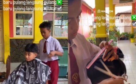 Viral Bocah SD Jago Cukur Rambut, Hasilnya Bikin Warganet Kagum